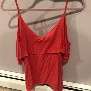 Nordstrom cold shoulder coral orange blouse